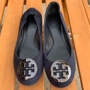 Tory Burch Navy Suede Reva Ballet Flats 6m